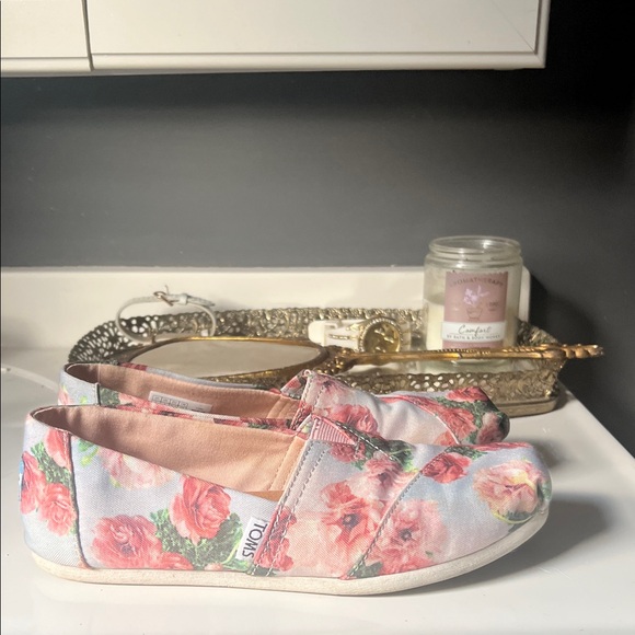 TOMS Women's Floral Canvas Loafers - Pink and Green - Picture 5 of 8